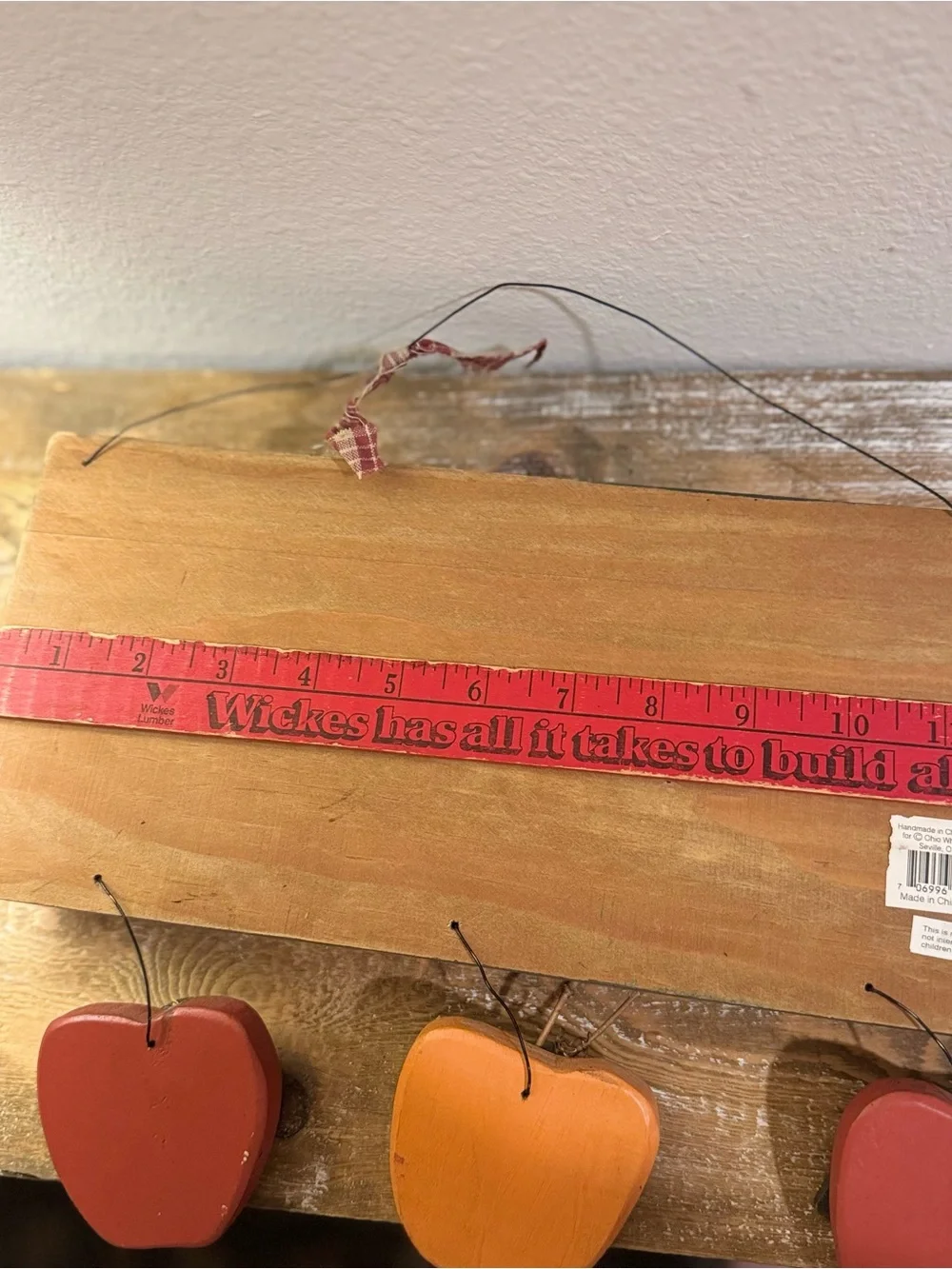 Vtg 90s Style Wooden Apple Welcome Sign Decor Country Ribbon Cottagecore